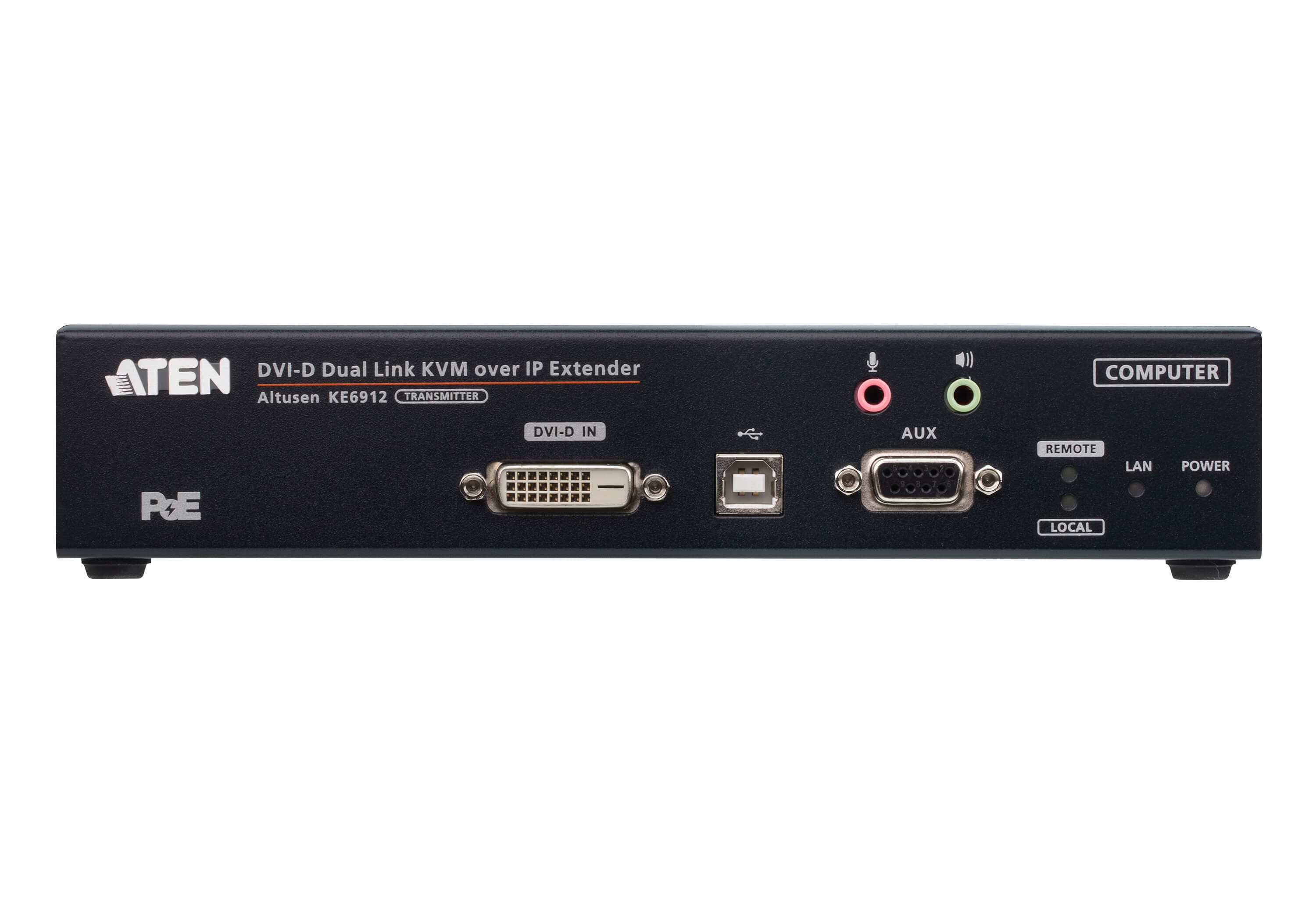 2K DVI-D Dual Link KVM over IP Transmitter with PoE