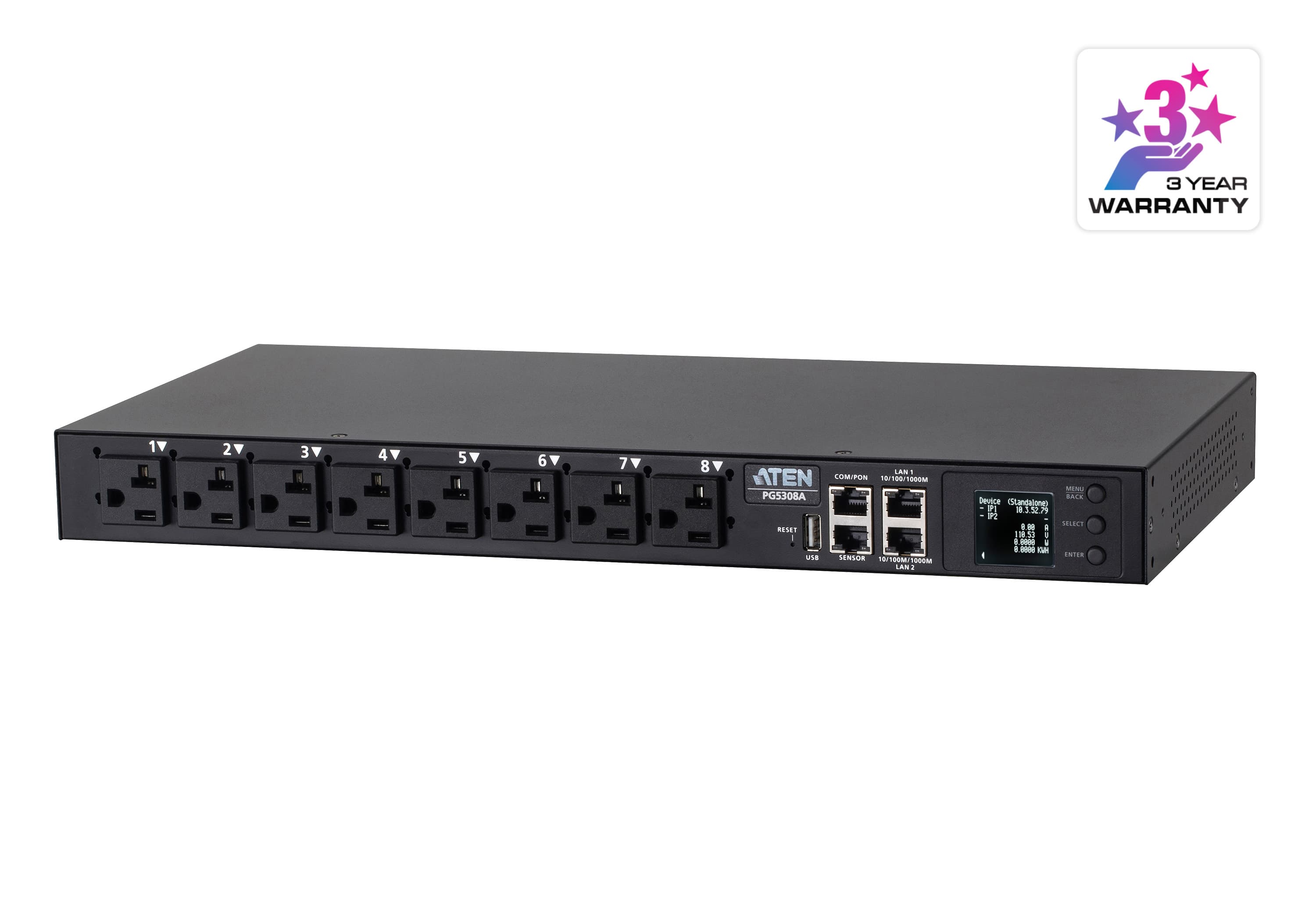 30A/32A 8-Outlet 1U Metered eco PDU — изглед 3