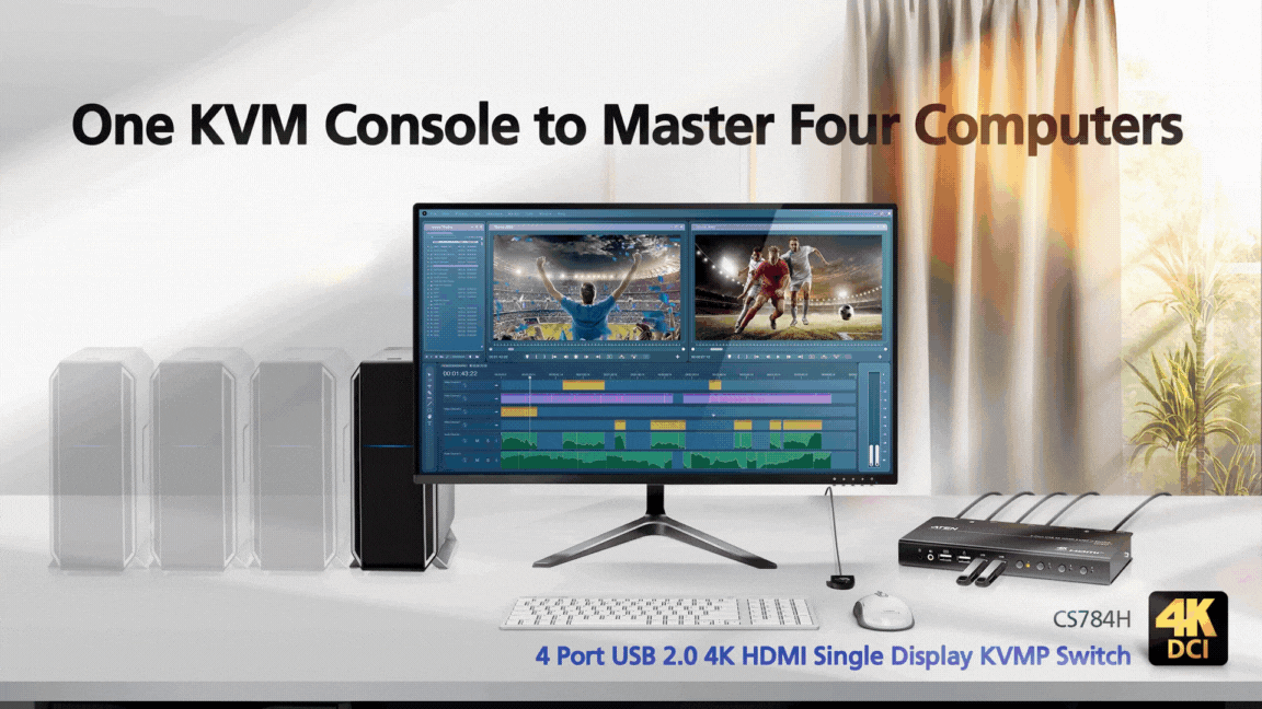 4-Port USB 4K HDMI KVMP™ Switch (Cables included) — изглед 4