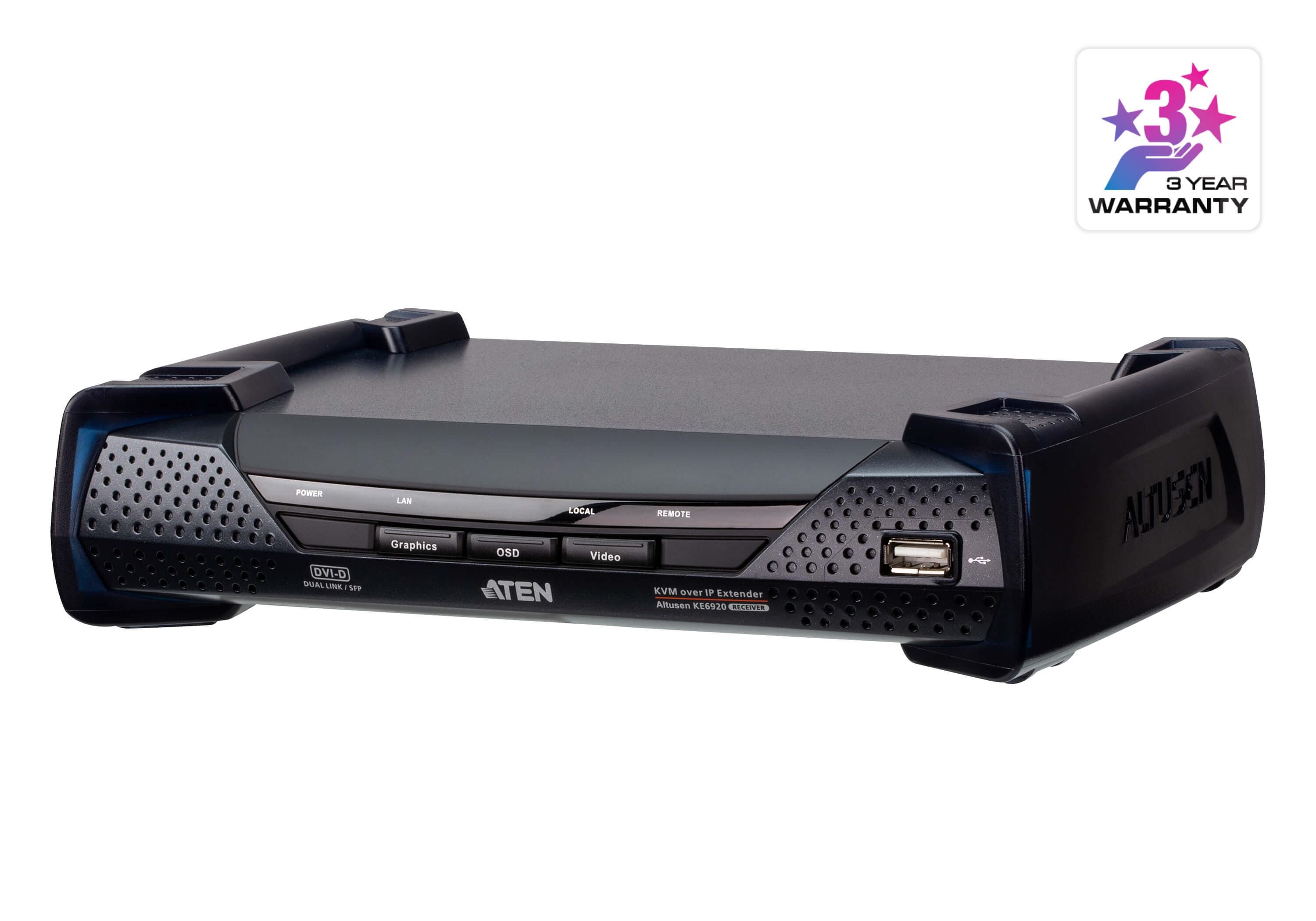 2K DVI-D Dual-Link KVM over IP Receiver with Dual SFP — изглед 3