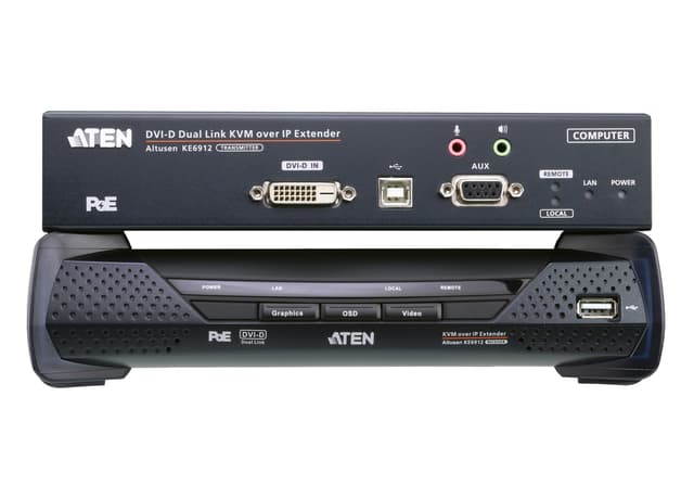 2K DVI-D Dual Link KVM over IP Extender with PoE