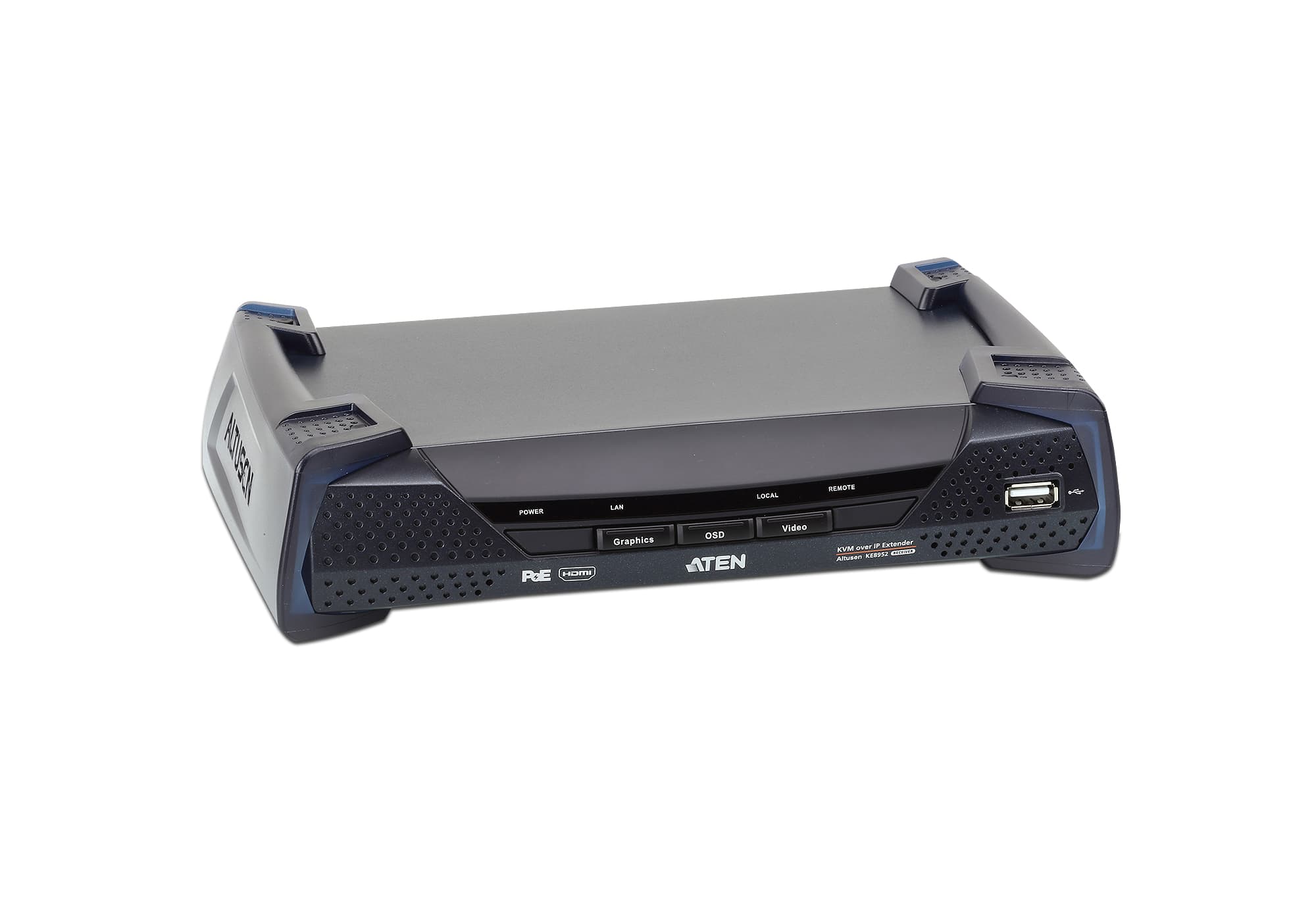 4K HDMI Single Display KVM over IP Receiver with PoE — изглед 4