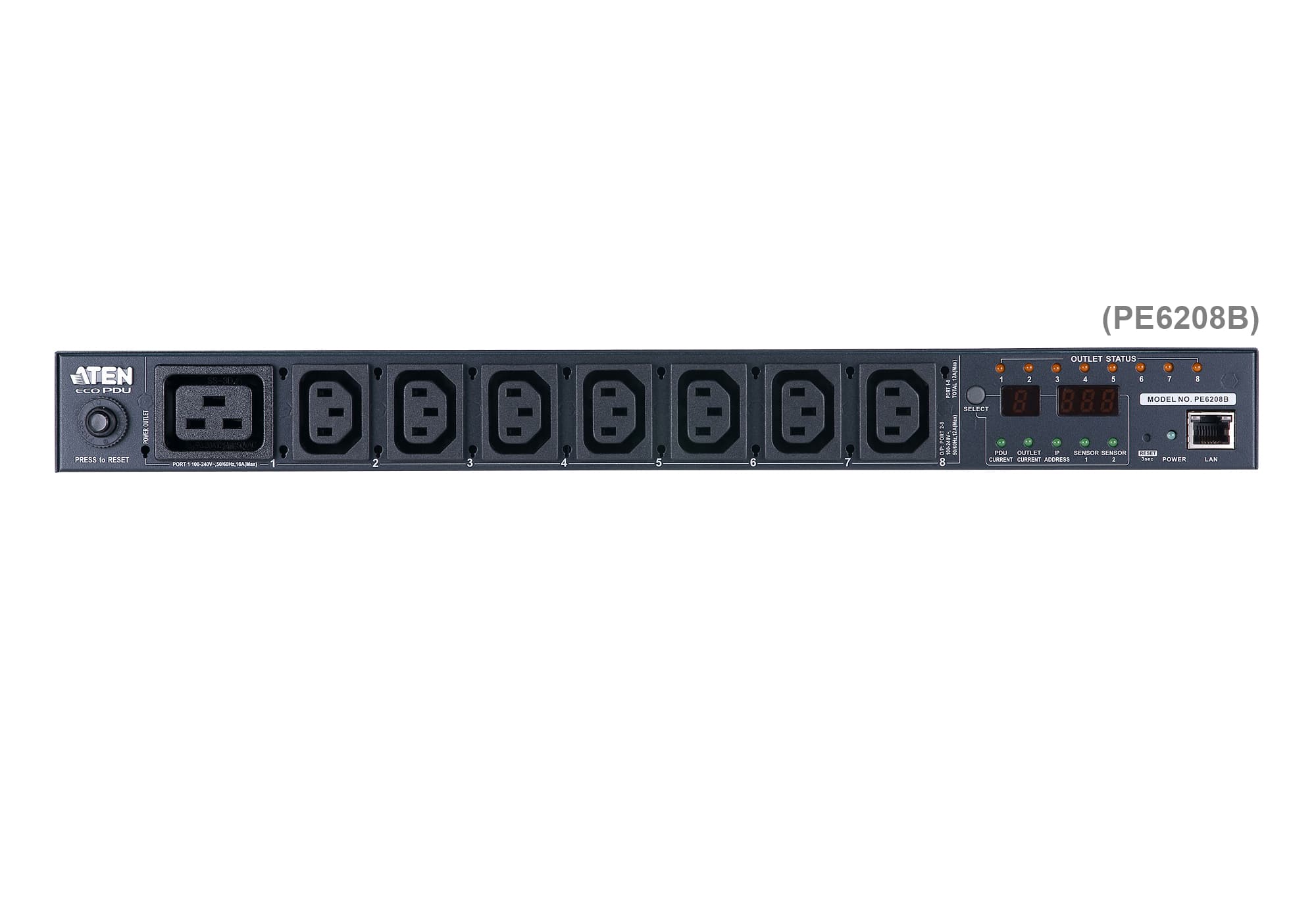 20A/16A 8-Outlet 1U Metered & Switched eco PDU — изглед 6