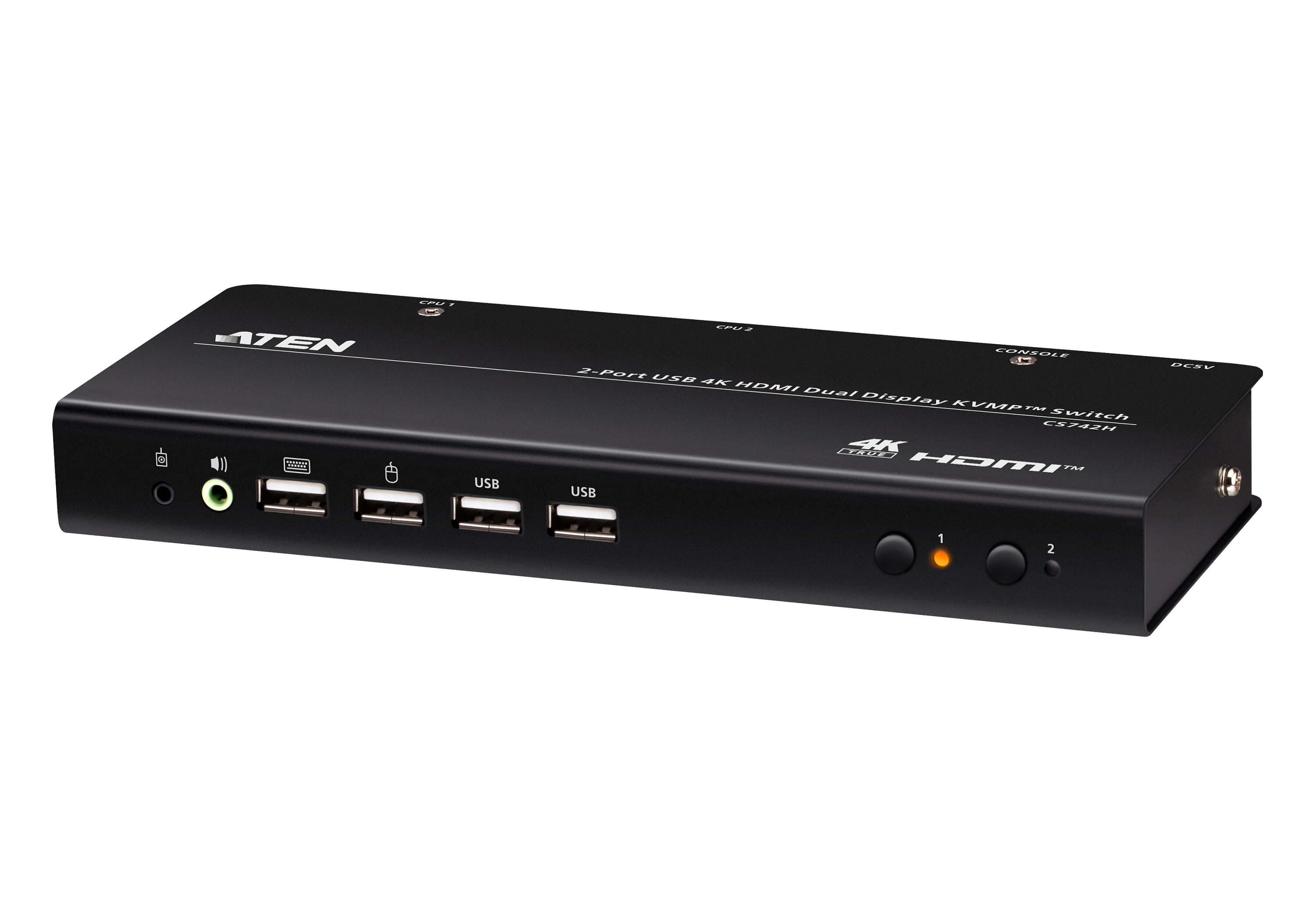 2-Port USB 4K HDMI Dual-Display KVMP™ Switch (Cables included) — изглед 3