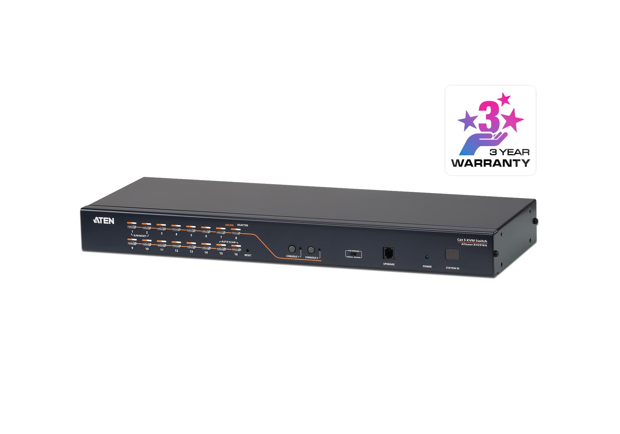 2-Console 16-Port Multi-Interface (DisplayPort, HDMI, DVI, VGA) Cat 5 KVM Switch — изглед 3