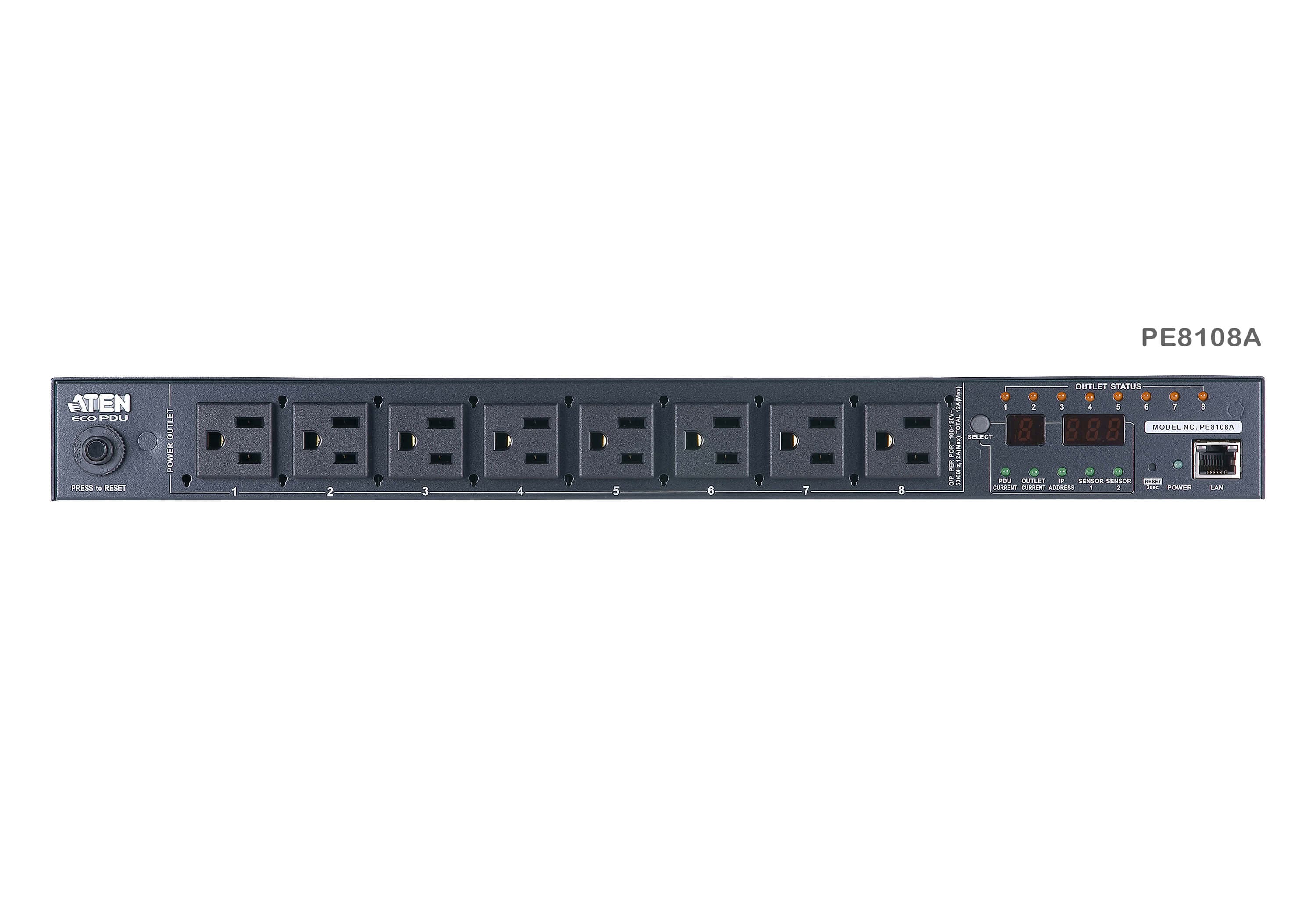 15A/10A 8-Outlet 1U Outlet-Metered & Switched eco PDU