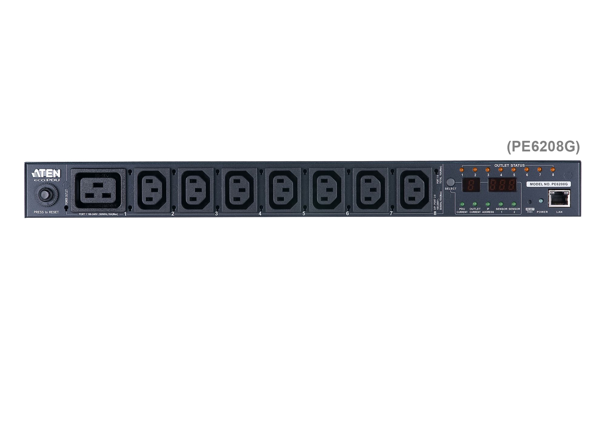 20A/16A 8-Outlet 1U Metered & Switched eco PDU — изглед 7