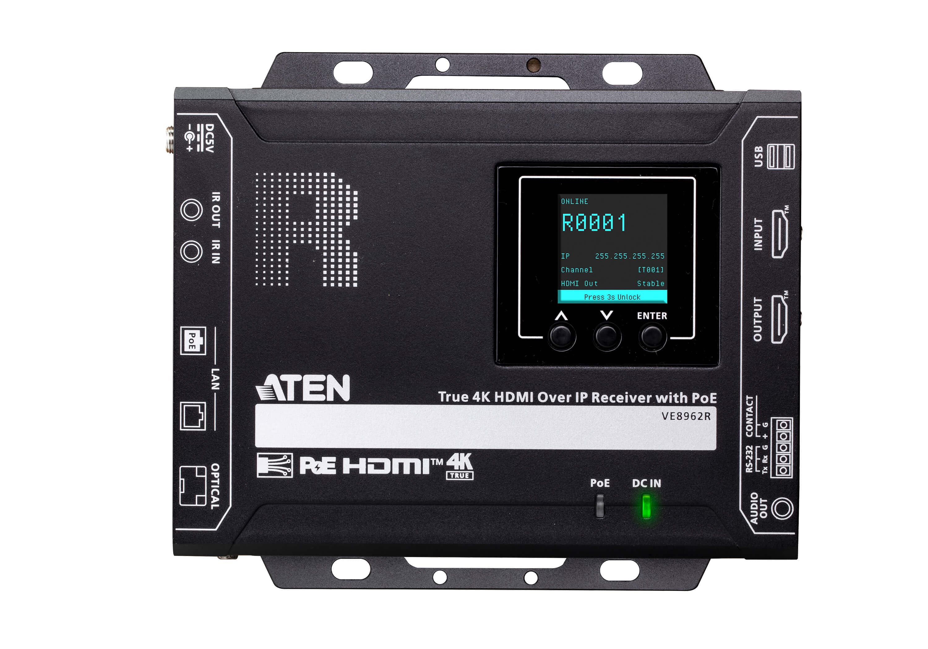 True 4K HDMI over IP Receiver with PoE — изглед 4