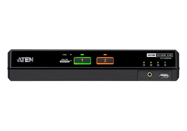2-Port USB 5K DisplayPort/HDMI Dual Display Universal Secure KVM Switch with CAC (PSD PP v4.0 Compliant)