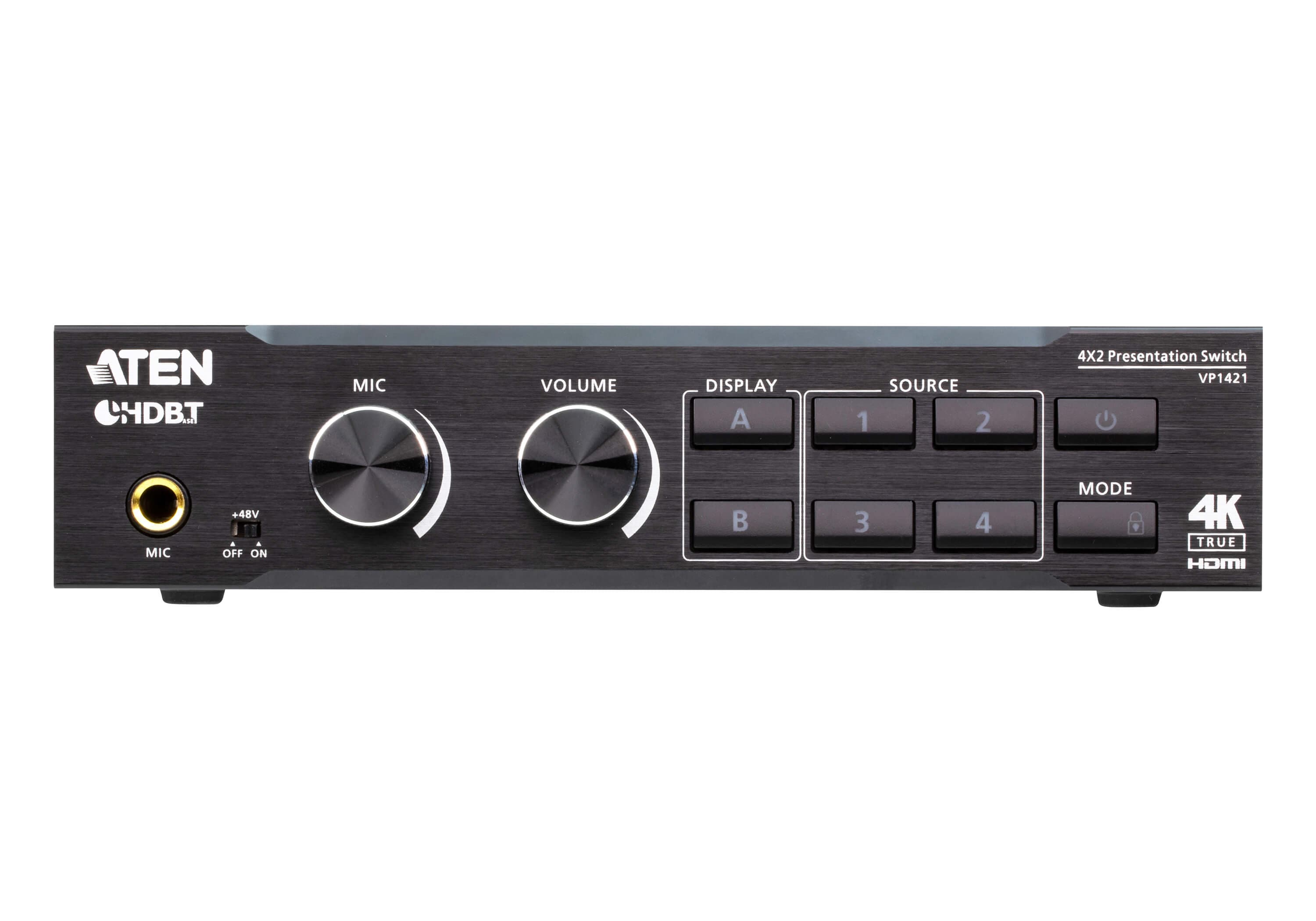 4 x 2 True 4K Presentation Matrix Switch with Scaling, DSP, and HDBaseT-Lite