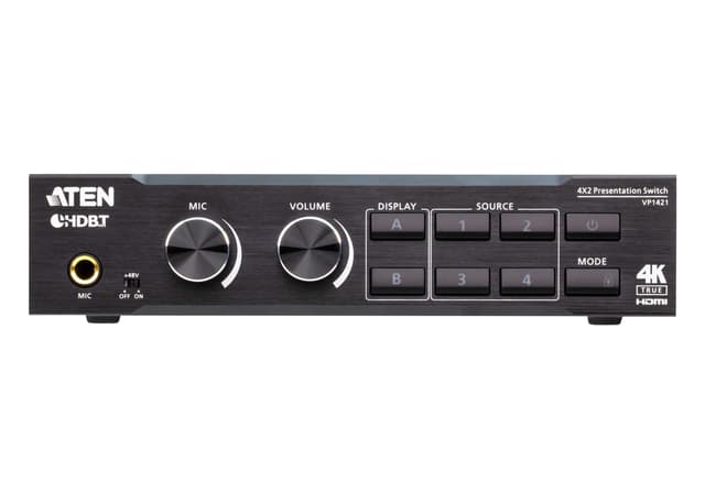 4 x 2 True 4K Presentation Matrix Switch with Scaling, DSP, and HDBaseT-Lite