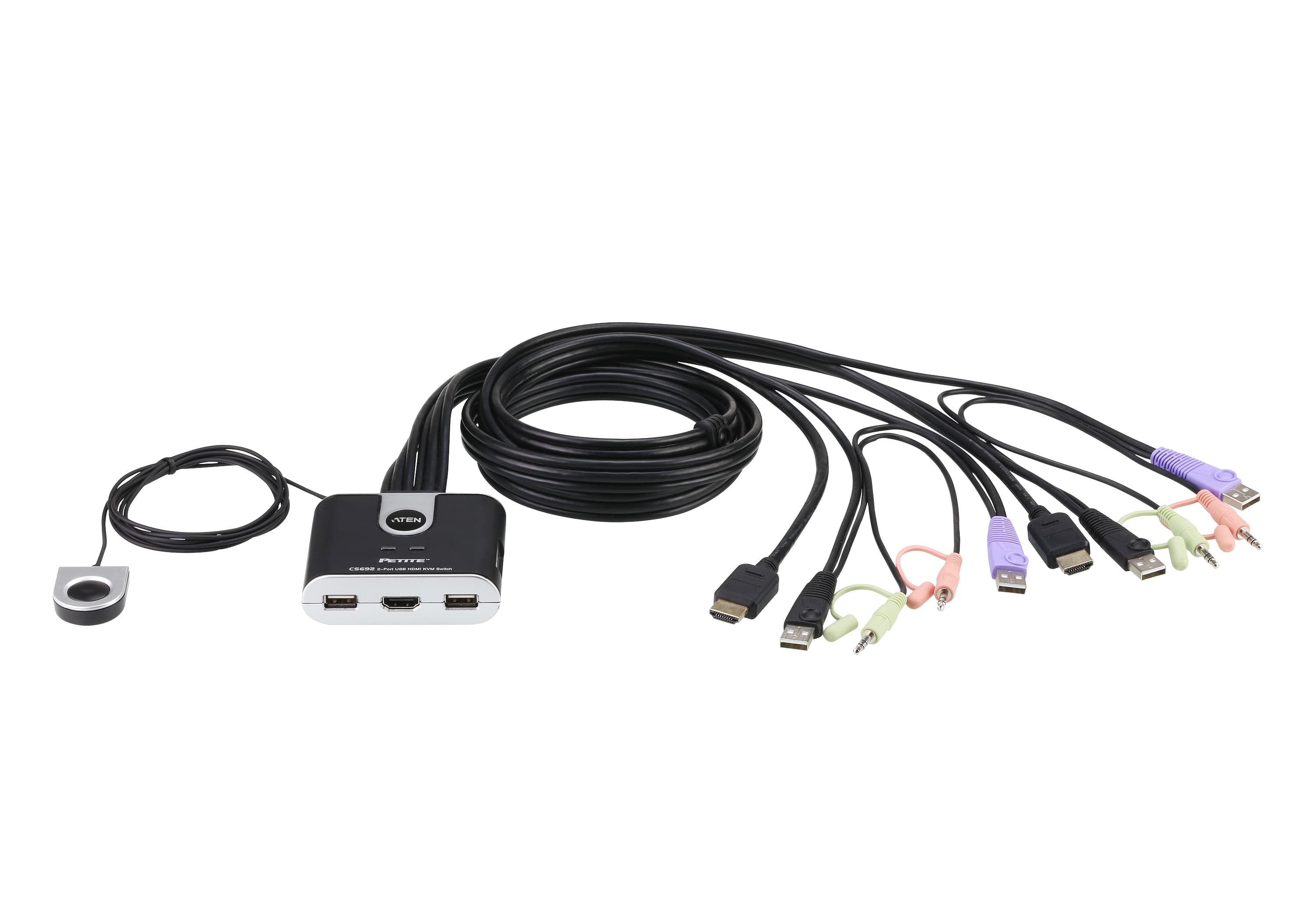 2-Port USB HDMI/Audio Cable KVM Switch with Remote Port Selector — изглед 2