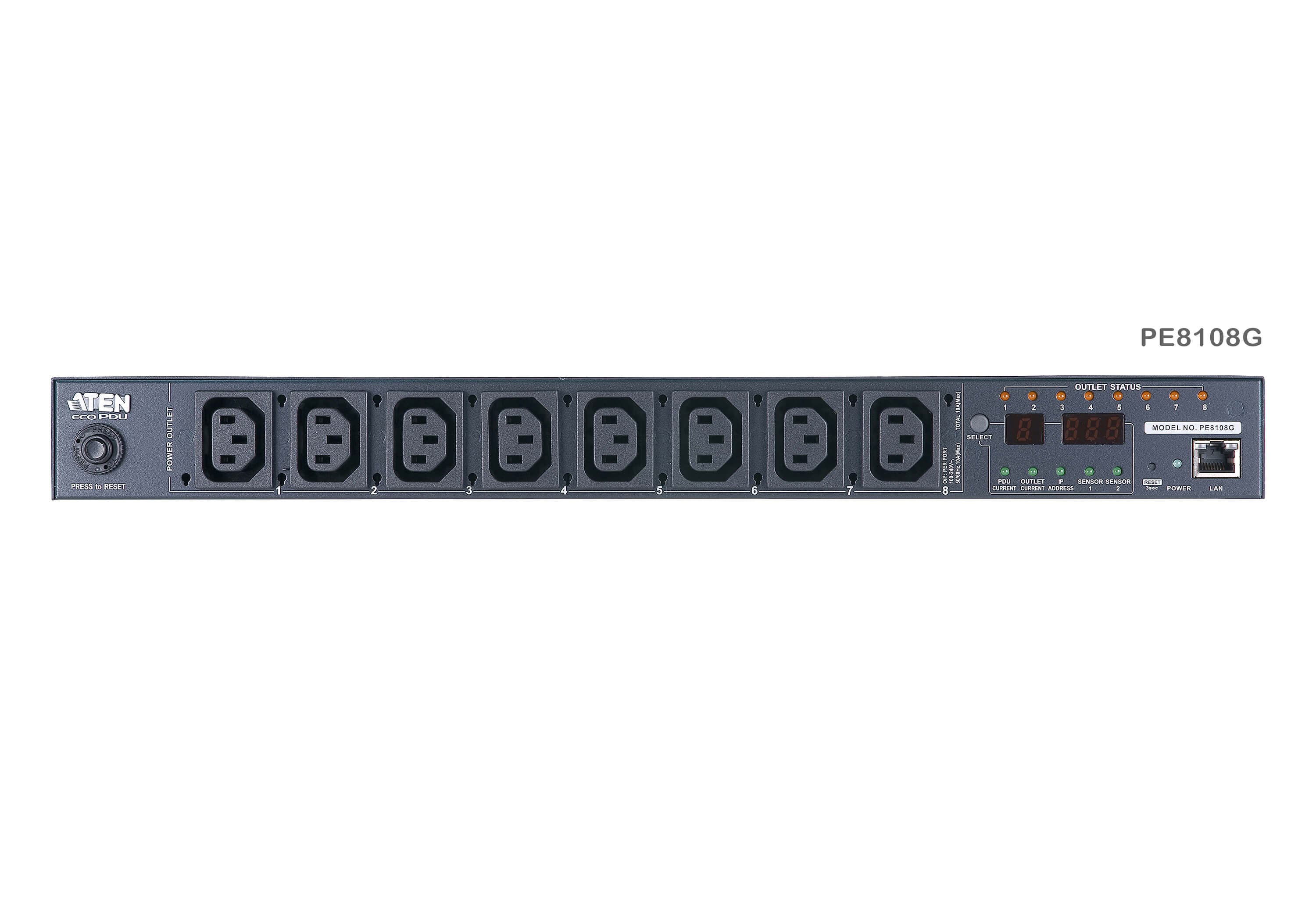 15A/10A 8-Outlet 1U Outlet-Metered & Switched eco PDU — изглед 8