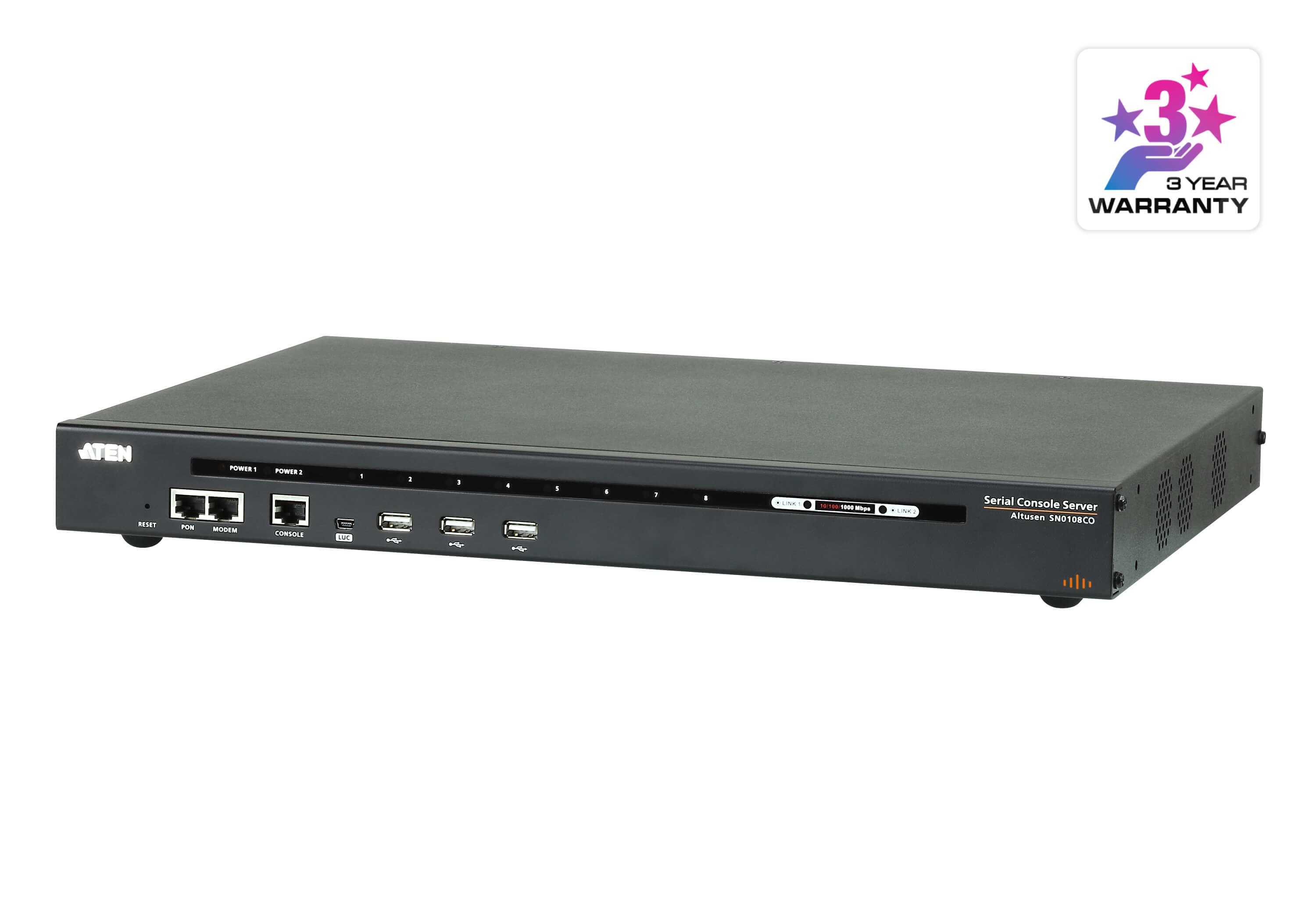8-Port Serial Console Server with Dual Power/LAN — изглед 3
