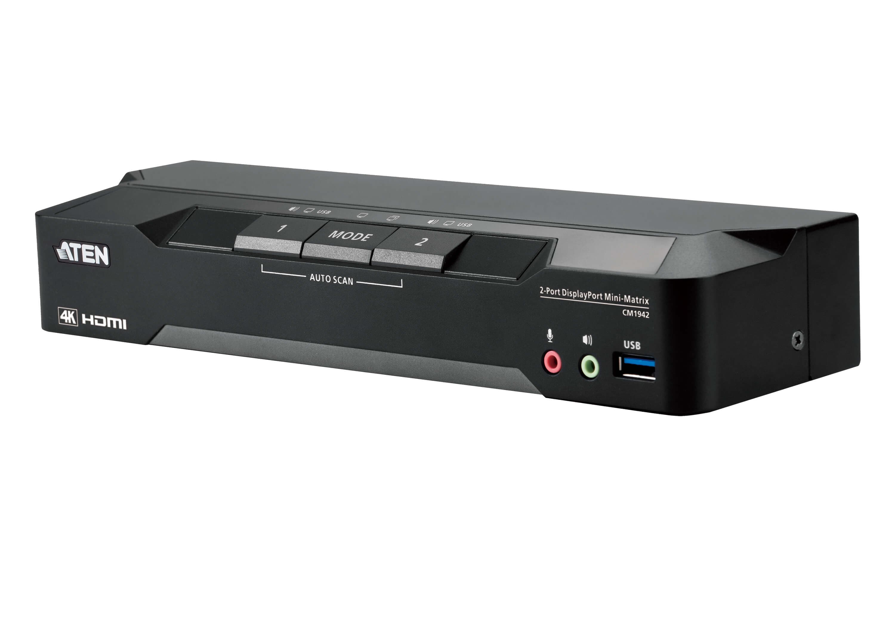 2-Port 4K DisplayPort Dual Display Mini-Matrix Boundless KVM Switch — изглед 3