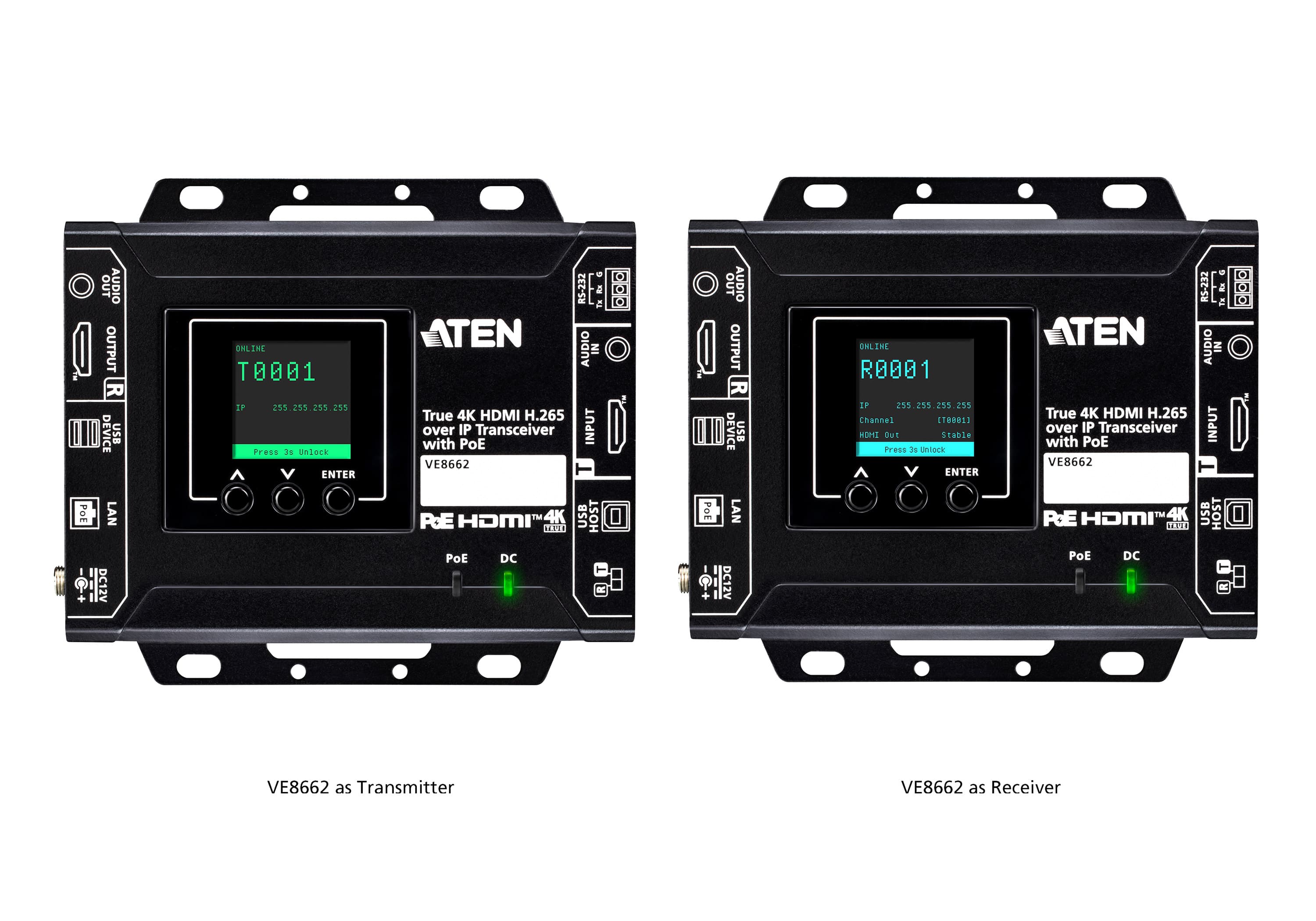 True 4K HDMI H.265 over IP Transceiver with PoE — изглед 4
