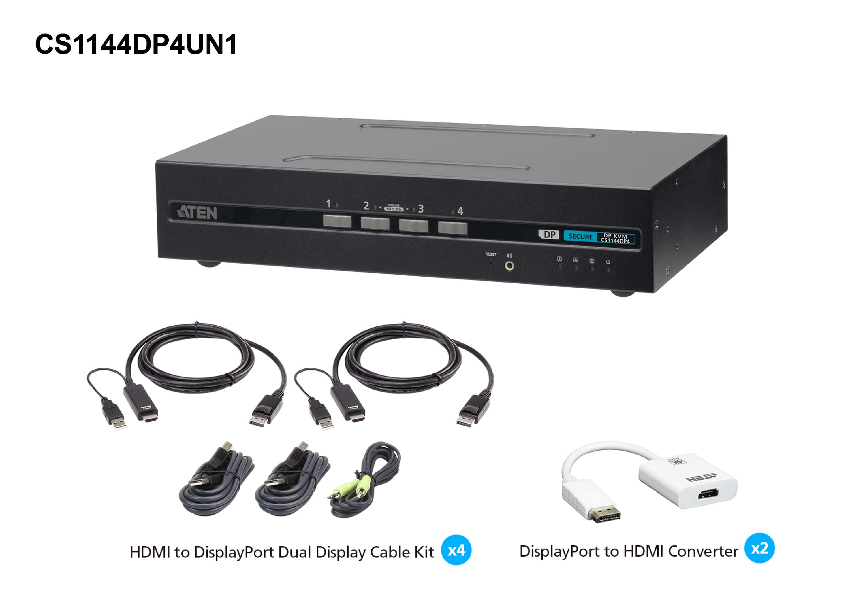4-Port USB DisplayPort/HDMI Dual Display Universal Secure KVM Switch Kit (PSD PP v4.0 Compliant) — изглед 3