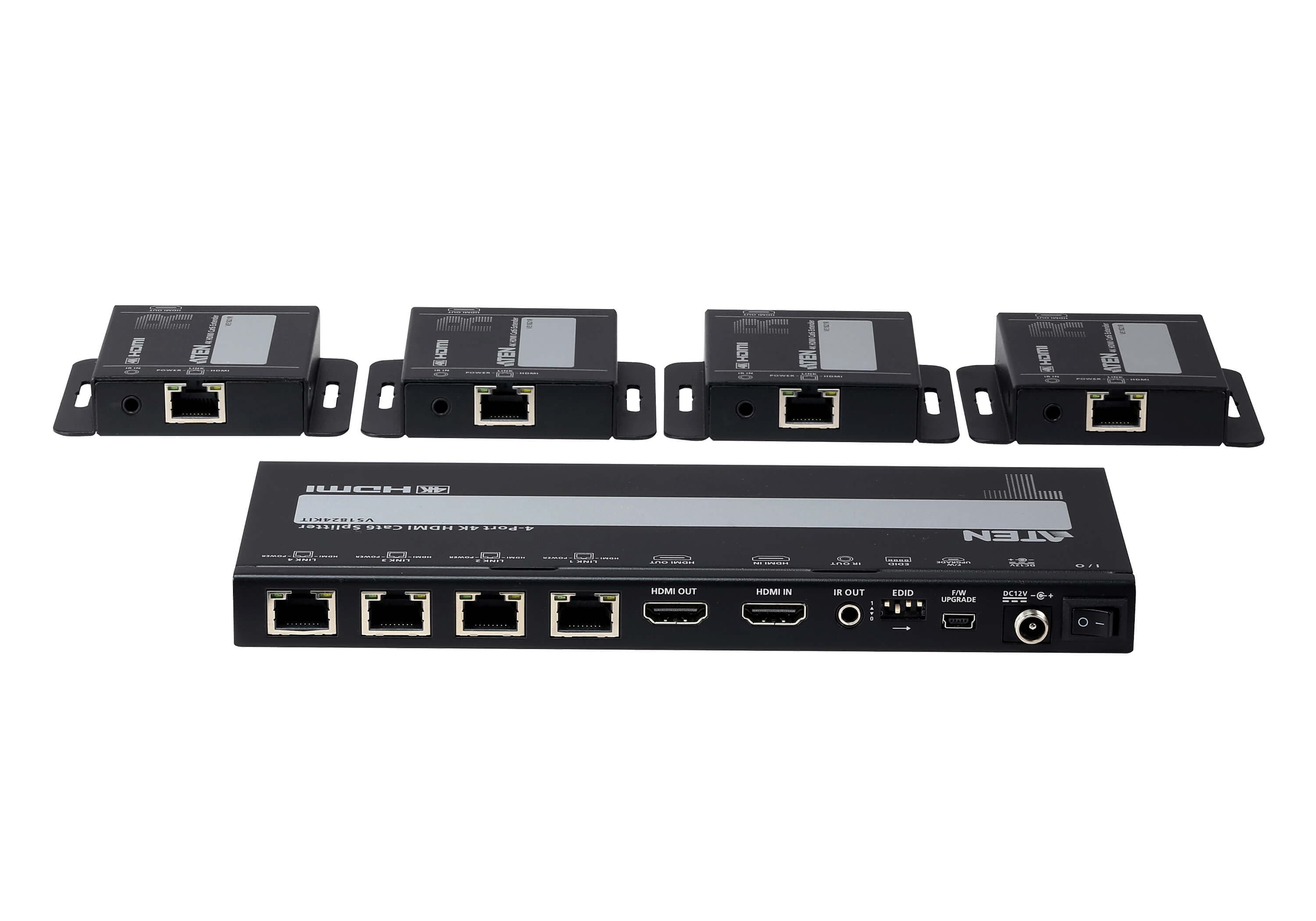 4-Port 4K HDMI Cat 6 Splitter with Receivers