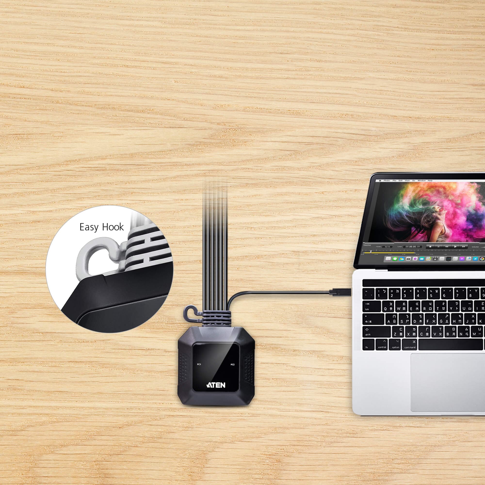 2-Port USB-C DisplayPort Hybrid Cable KVM Switch — изглед 6