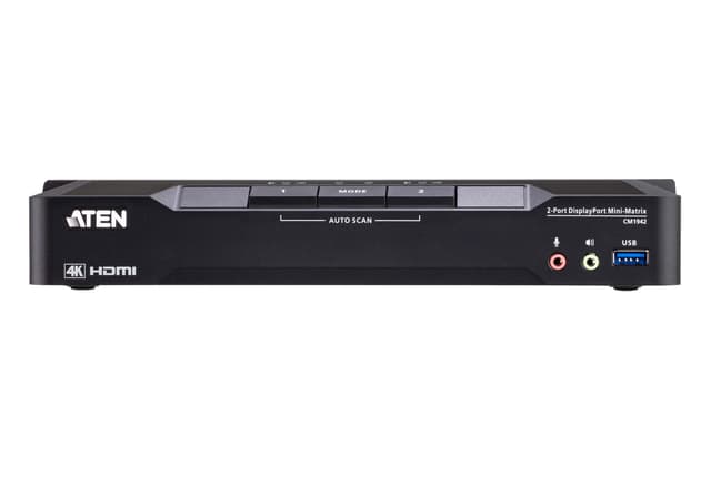 2-Port 4K DisplayPort Dual Display Mini-Matrix Boundless KVM Switch