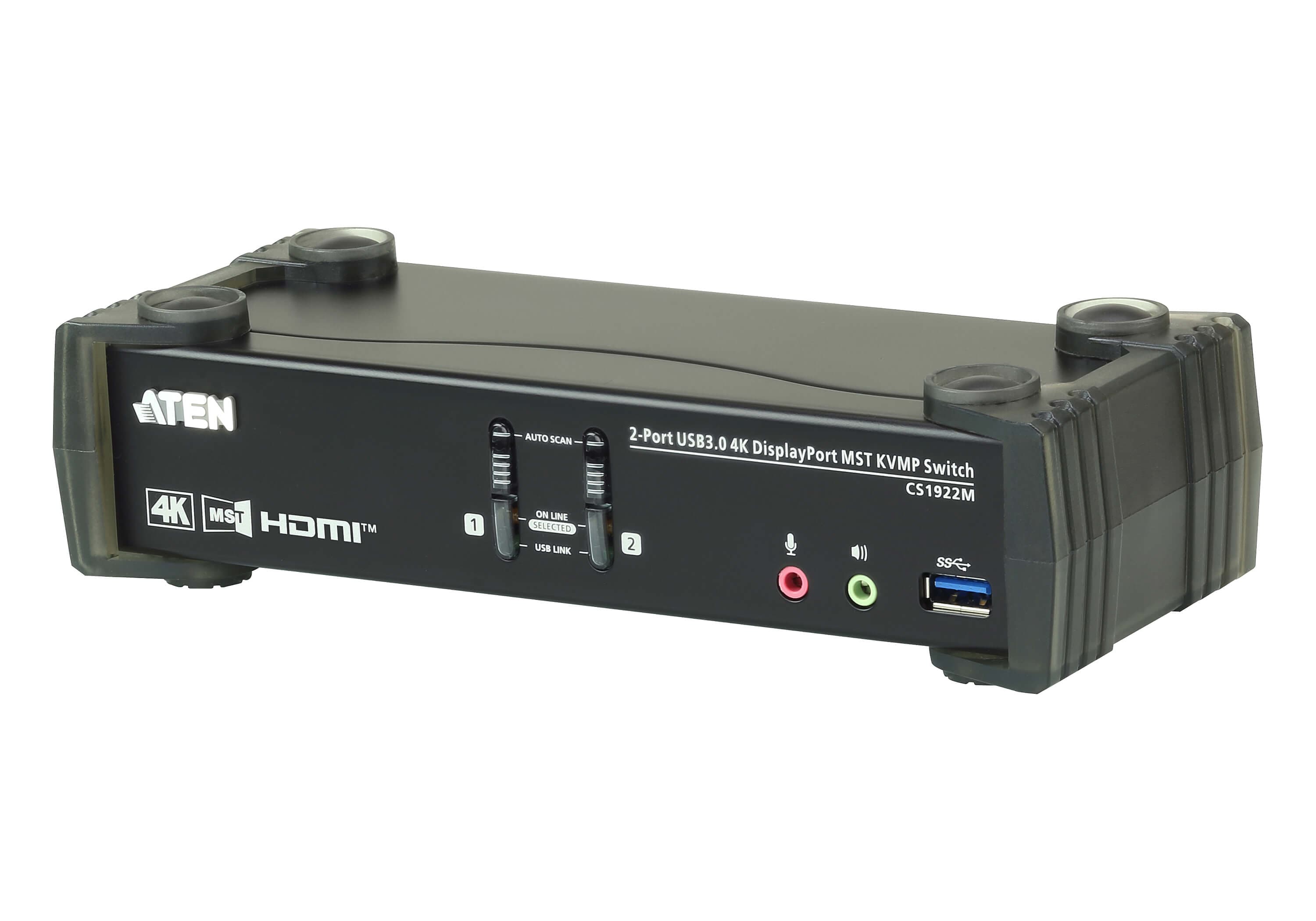 2-Port USB 3.0 4K DisplayPort MST KVMP™ Switch (Cables included) — изглед 3