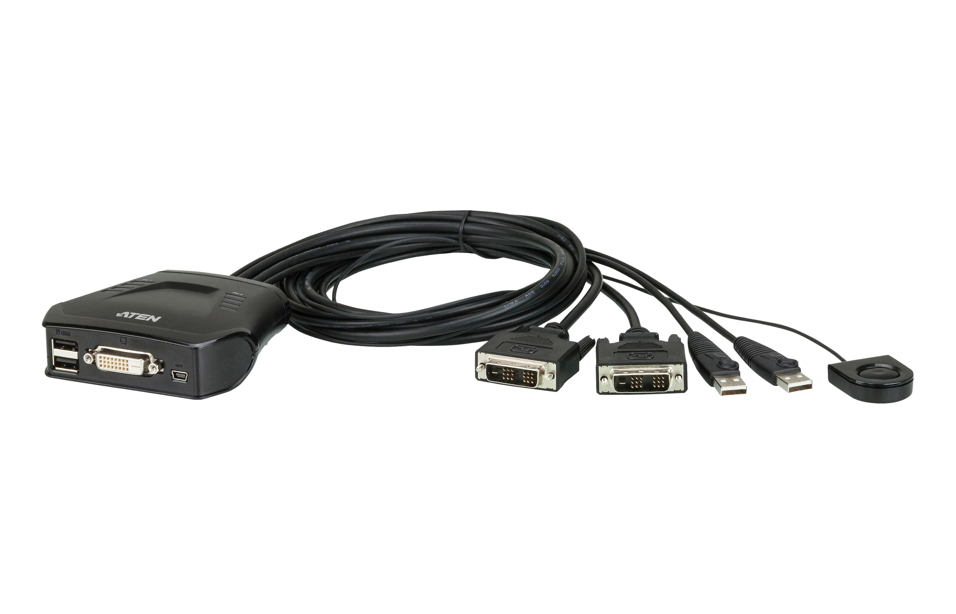 2-Port USB DVI Cable KVM Switch with Remote Port Selector — изглед 2