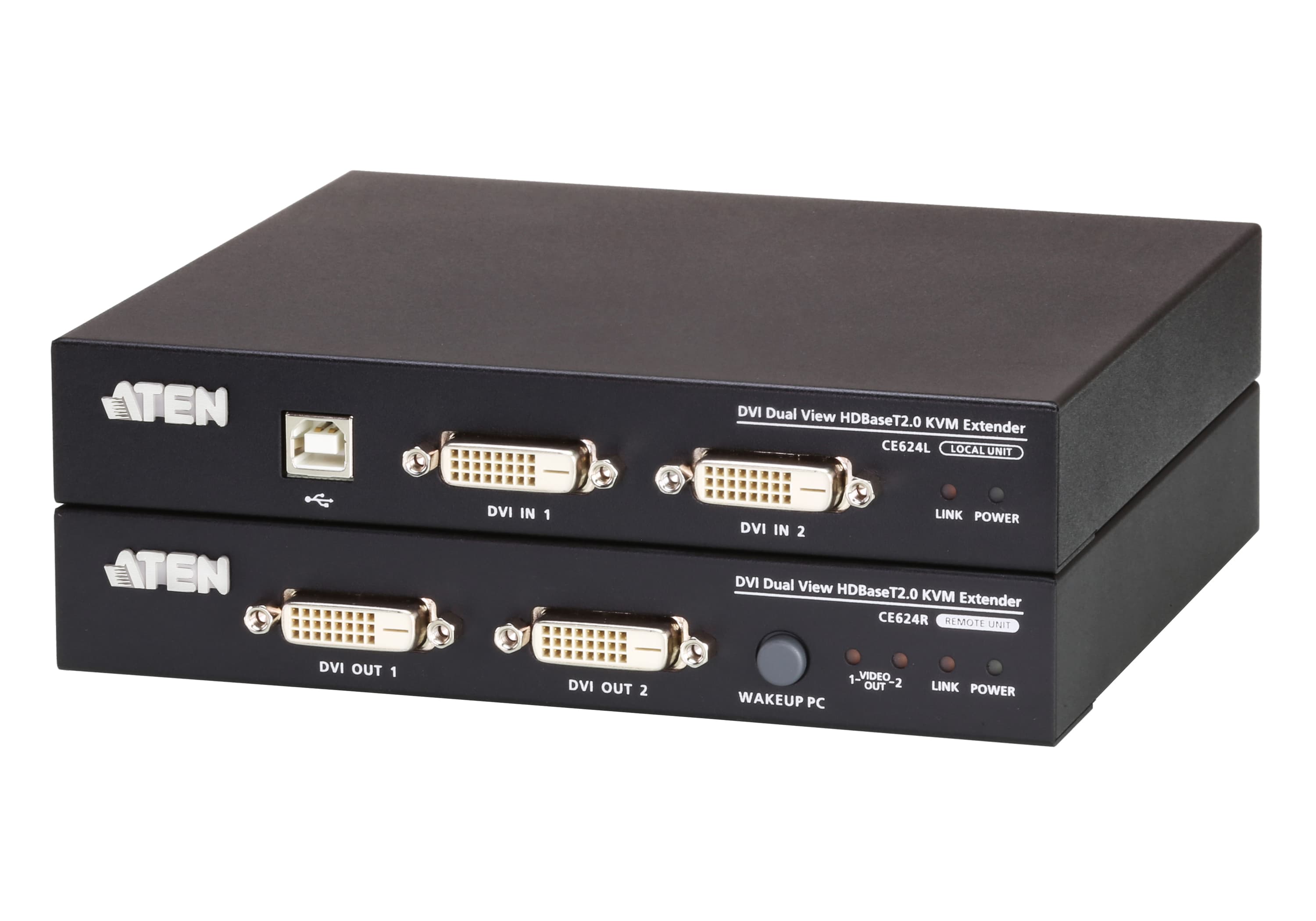 USB DVI Dual View HDBaseT™ 2.0 KVM Extender (1920 x 1200 @100 m) — изглед 3