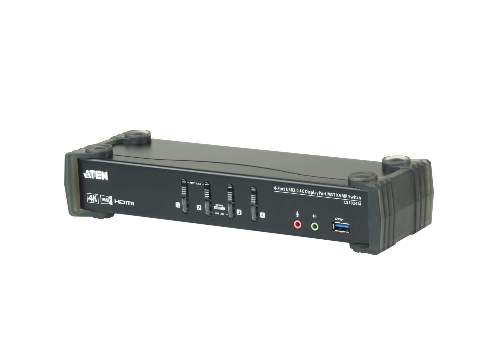 4-Port USB 3.0 4K DisplayPort MST KVMP™ Switch (Cables included) — изглед 3