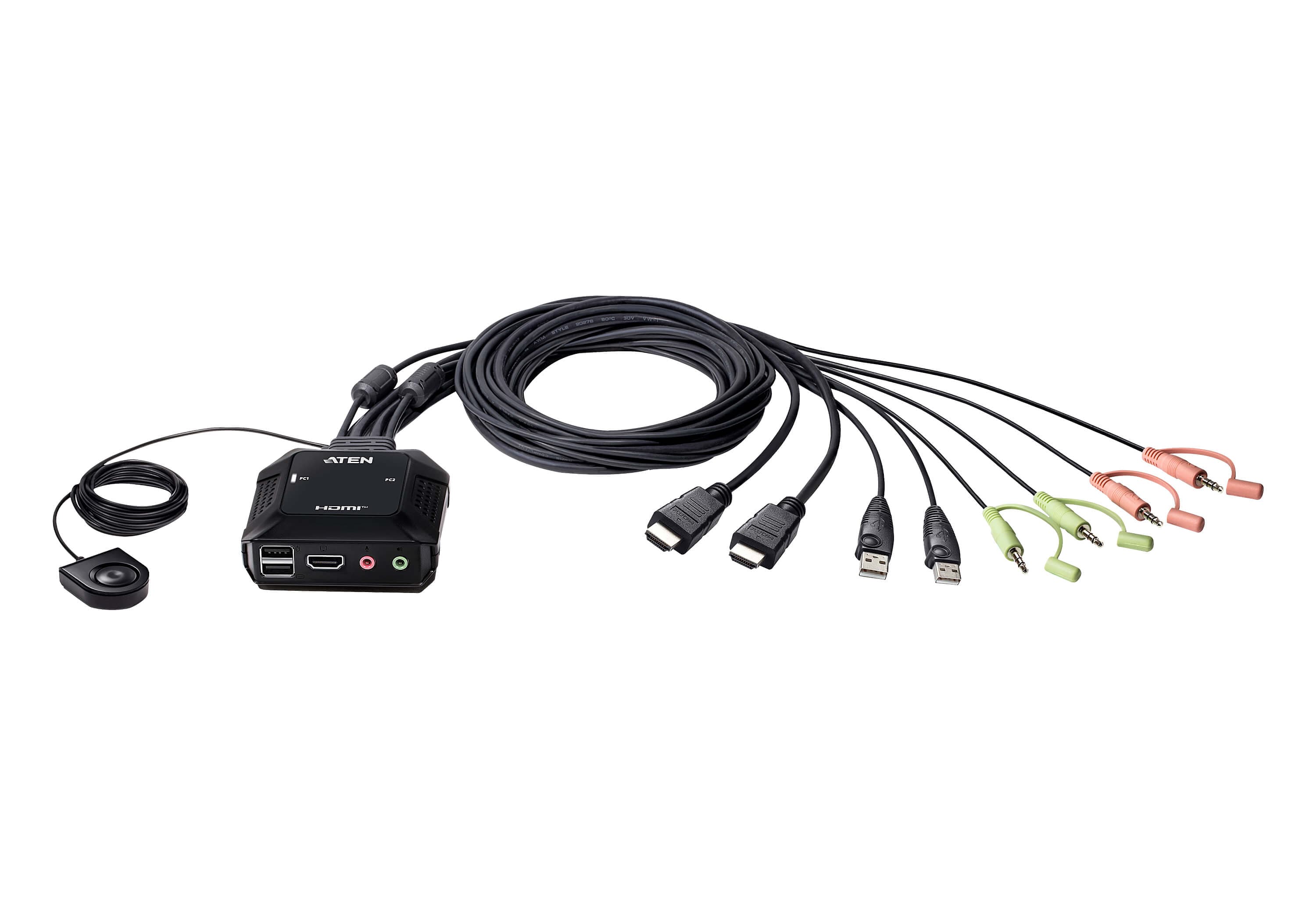2-Port USB 4K HDMI Cable KVM Switch with Remote Port Selector — изглед 3