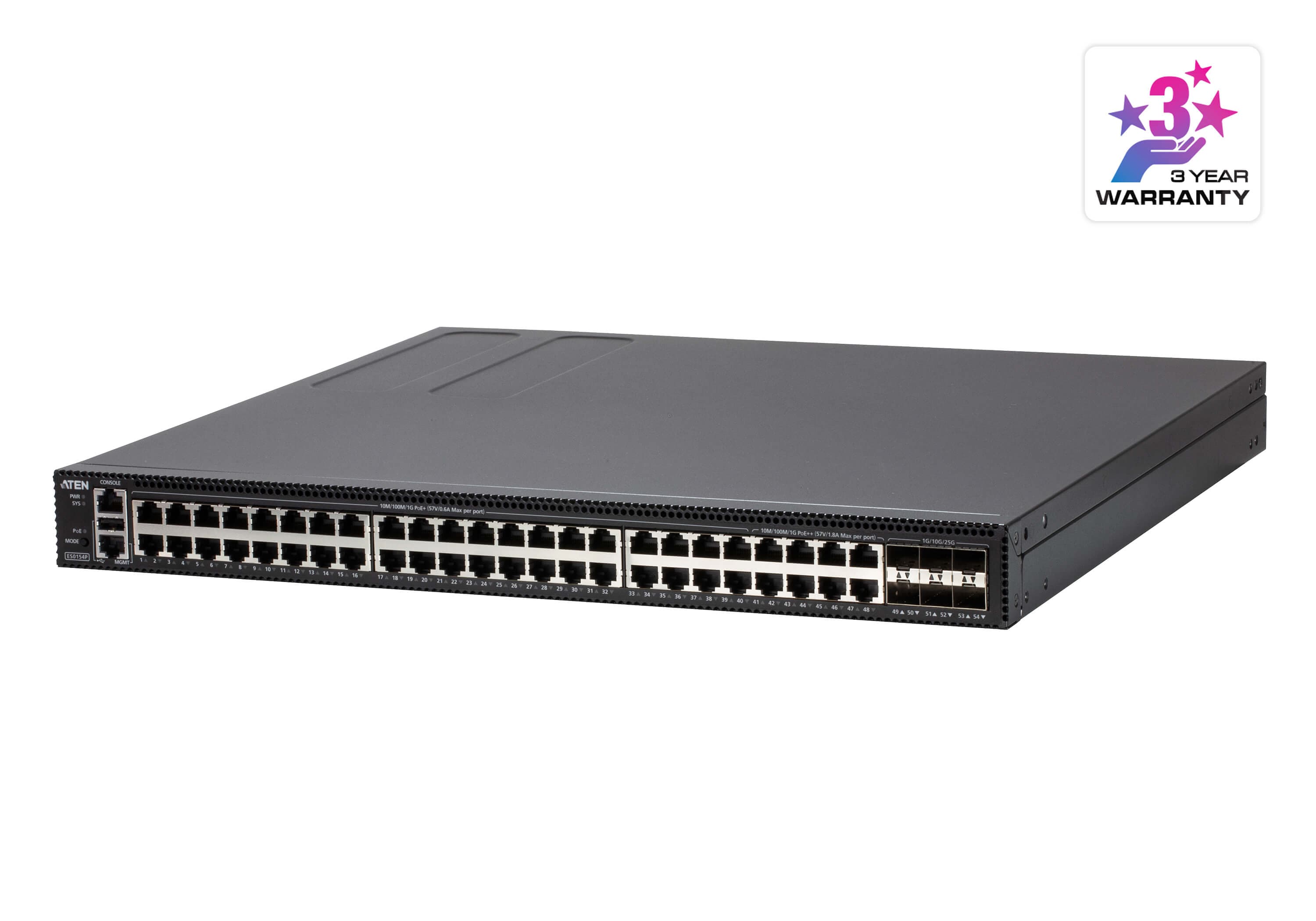 54-Port Layer 2+ Gigabit Ethernet Managed Switch with PoE — изглед 3