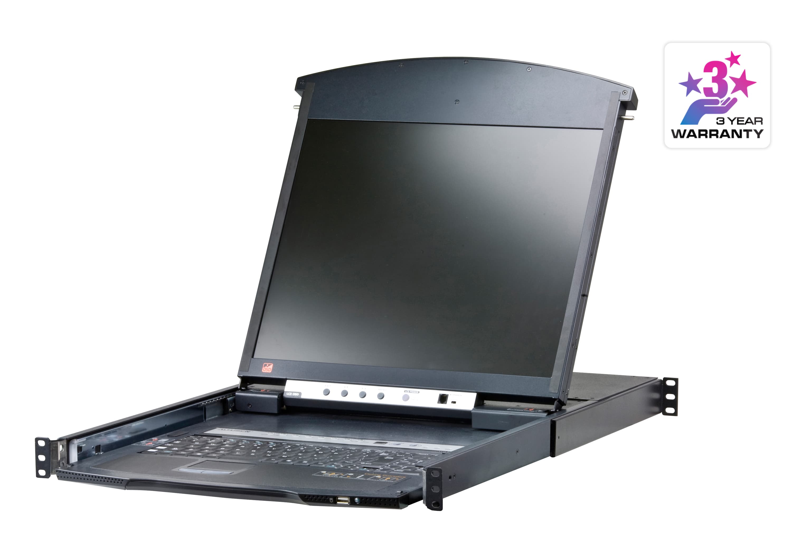 1-Local/Remote Shared Access 8-Port Multi-Interface Cat 5 Dual Rail LCD KVM over IP switch