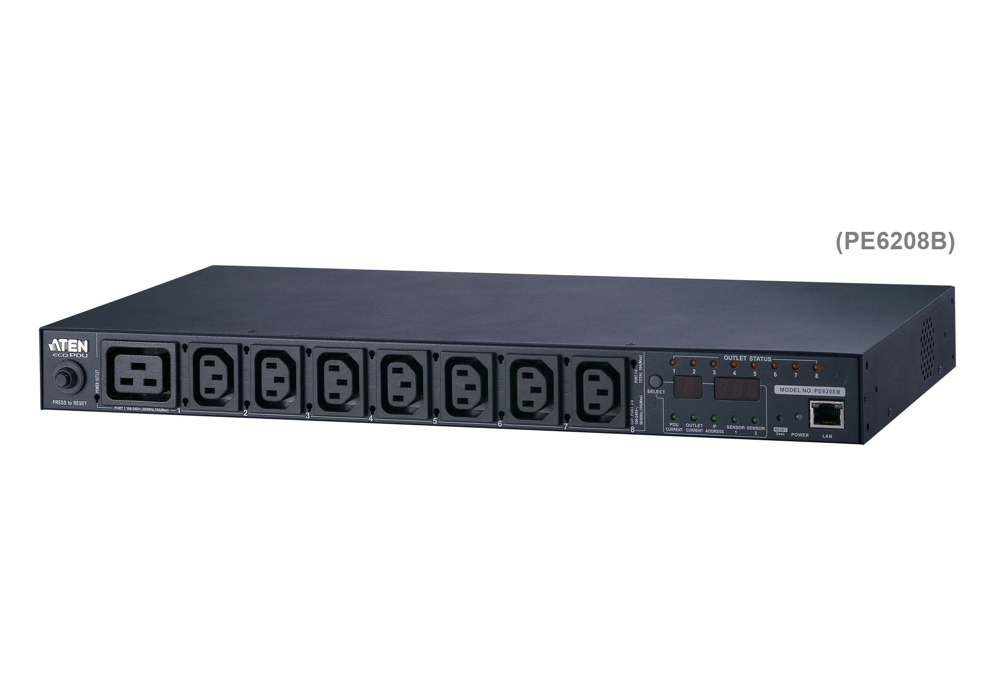 20A/16A 8-Outlet 1U Metered & Switched eco PDU — изглед 2