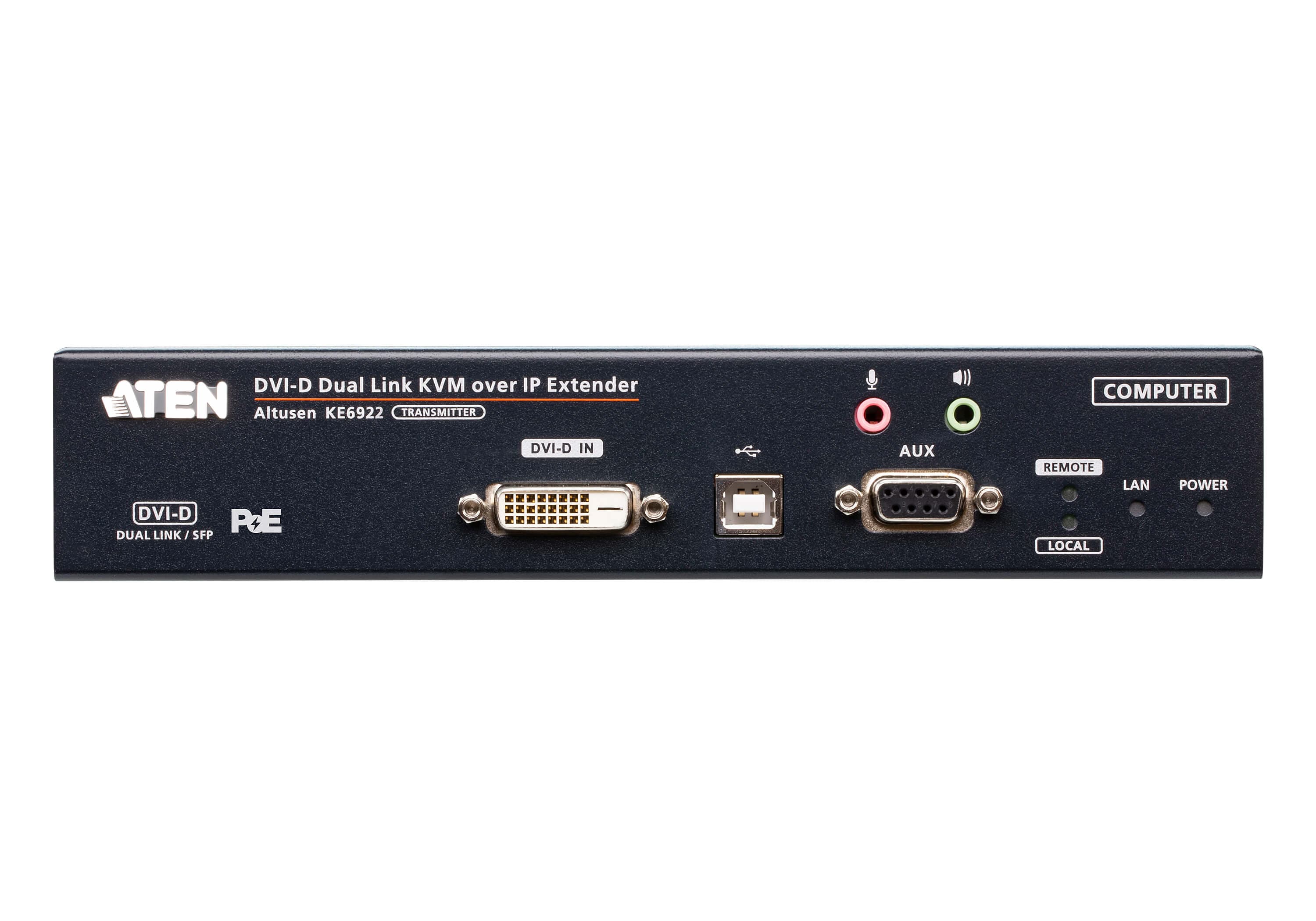 2K DVI-D Dual-Link KVM over IP Transmitter with Dual SFP & PoE