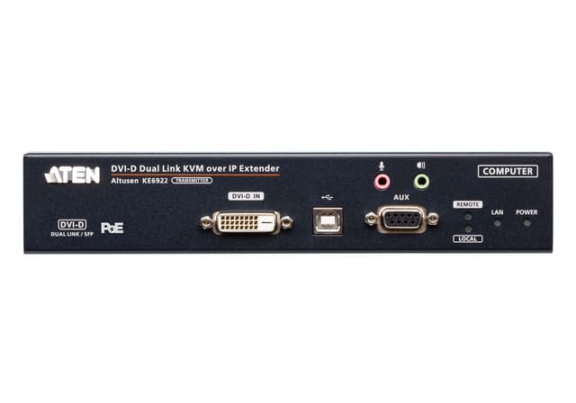 2K DVI-D Dual-Link KVM over IP Transmitter with Dual SFP & PoE