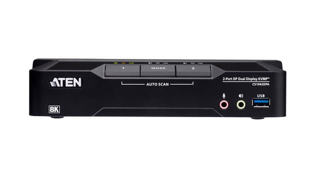 2-Port USB 3.0 8K DisplayPort Dual-Display KVMP™ Switch (Cables included)