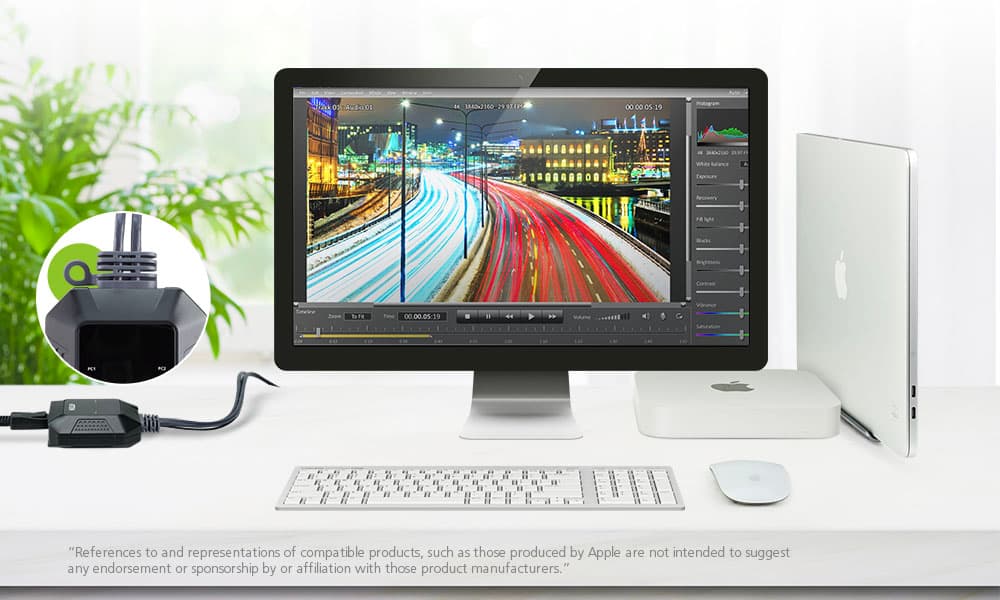 2-Port 4K DisplayPort USB-C Cable KVM Switch with Remote Port Selector — изглед 2