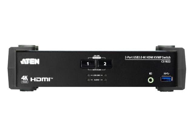 2-Port USB 3.0 4K HDMI KVMP™ Switch with Audio Mixer Mode