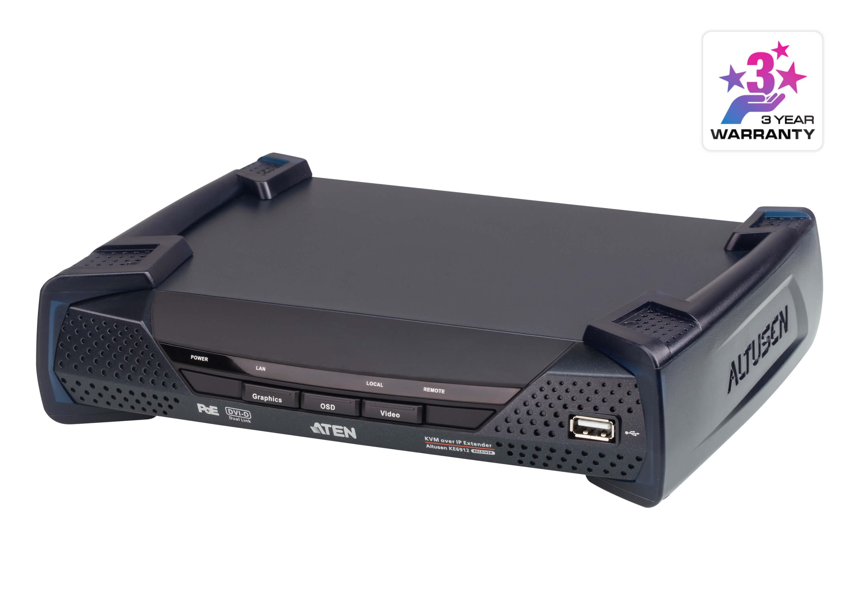 2K DVI-D Dual Link KVM over IP Receiver with PoE — изглед 3