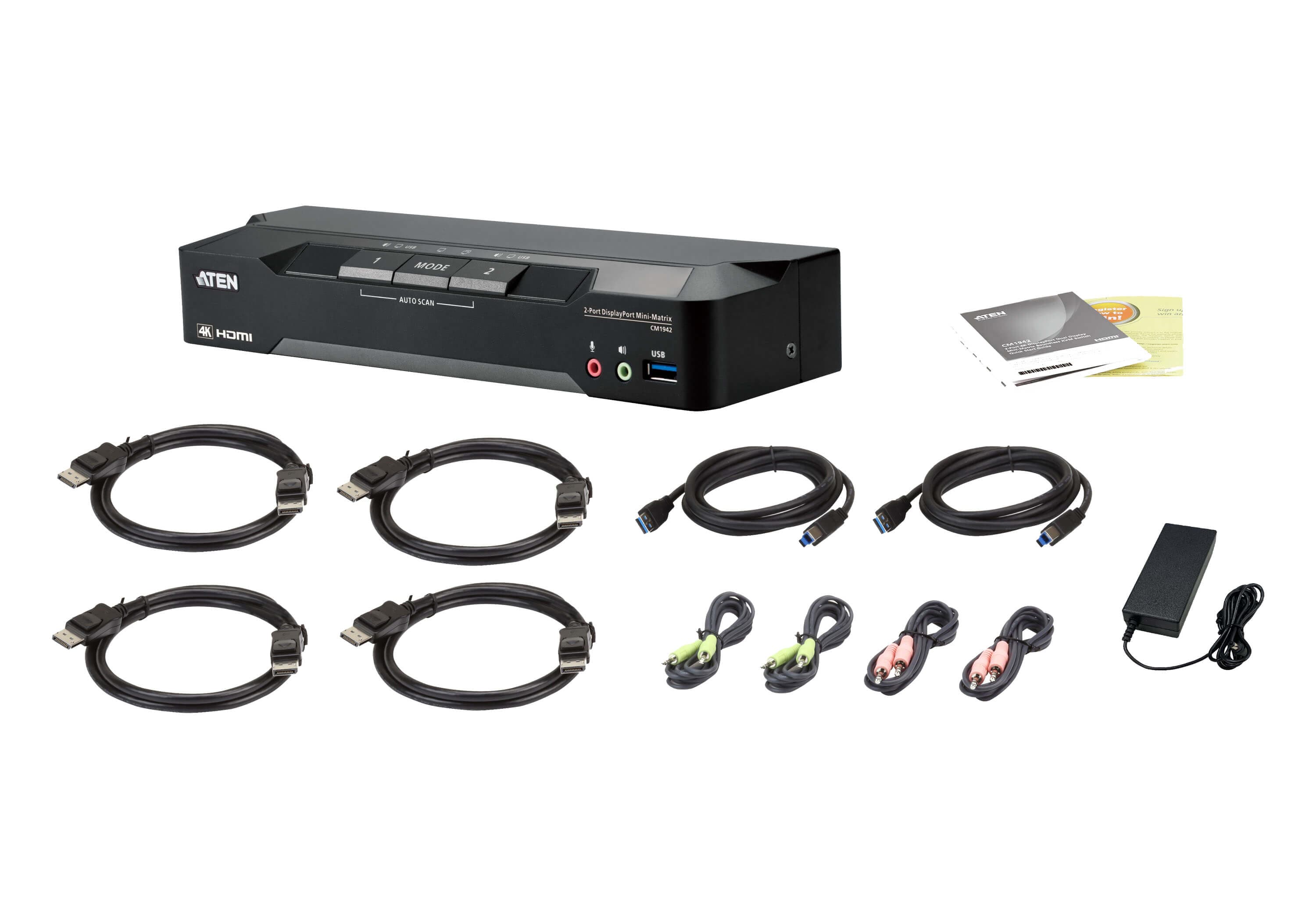 2-Port 4K DisplayPort Dual Display Mini-Matrix Boundless KVM Switch — изглед 4
