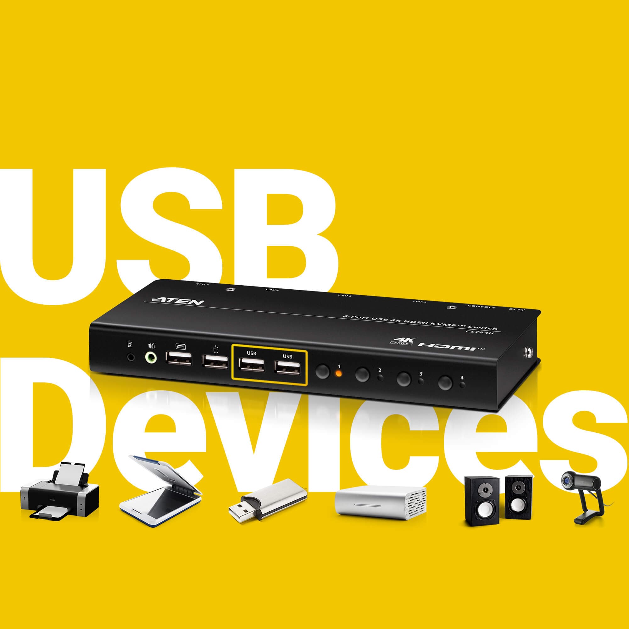 4-Port USB 4K HDMI KVMP™ Switch (Cables included) — изглед 5